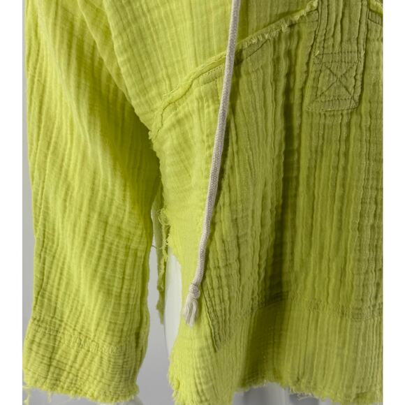 Out From Under Womens Top Size XS Lime Green Gauze Loose Fit Hooded Beach Boho - Picture 3 of 7